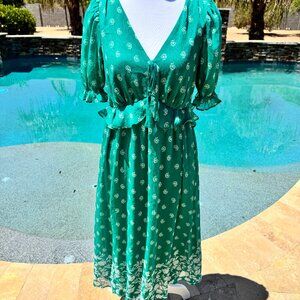 LC Lauren Conrad Green Floral Dress - Size Women's XS